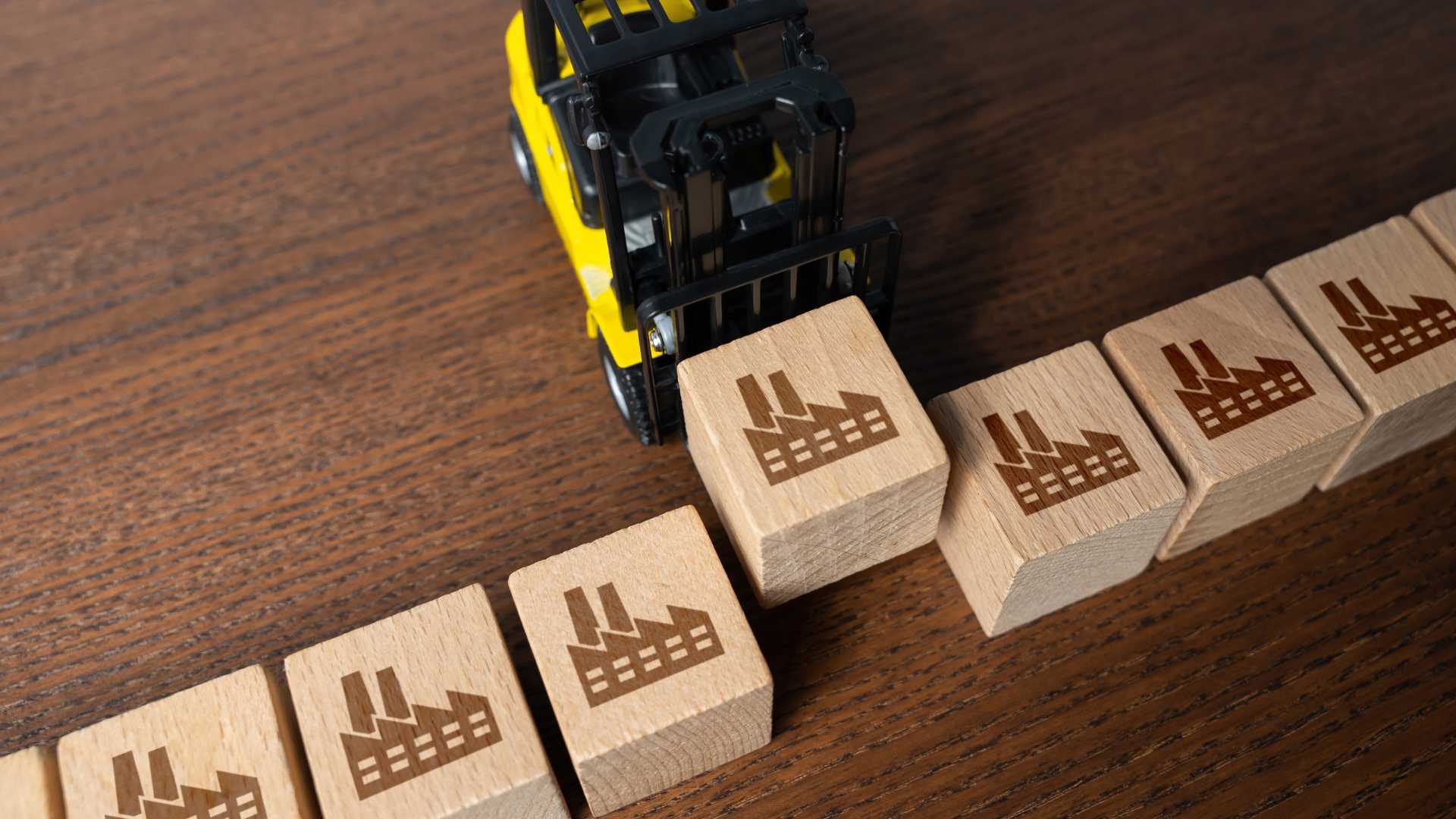 Forklift picking up block