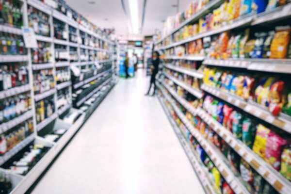 blur of shelf in supermarket