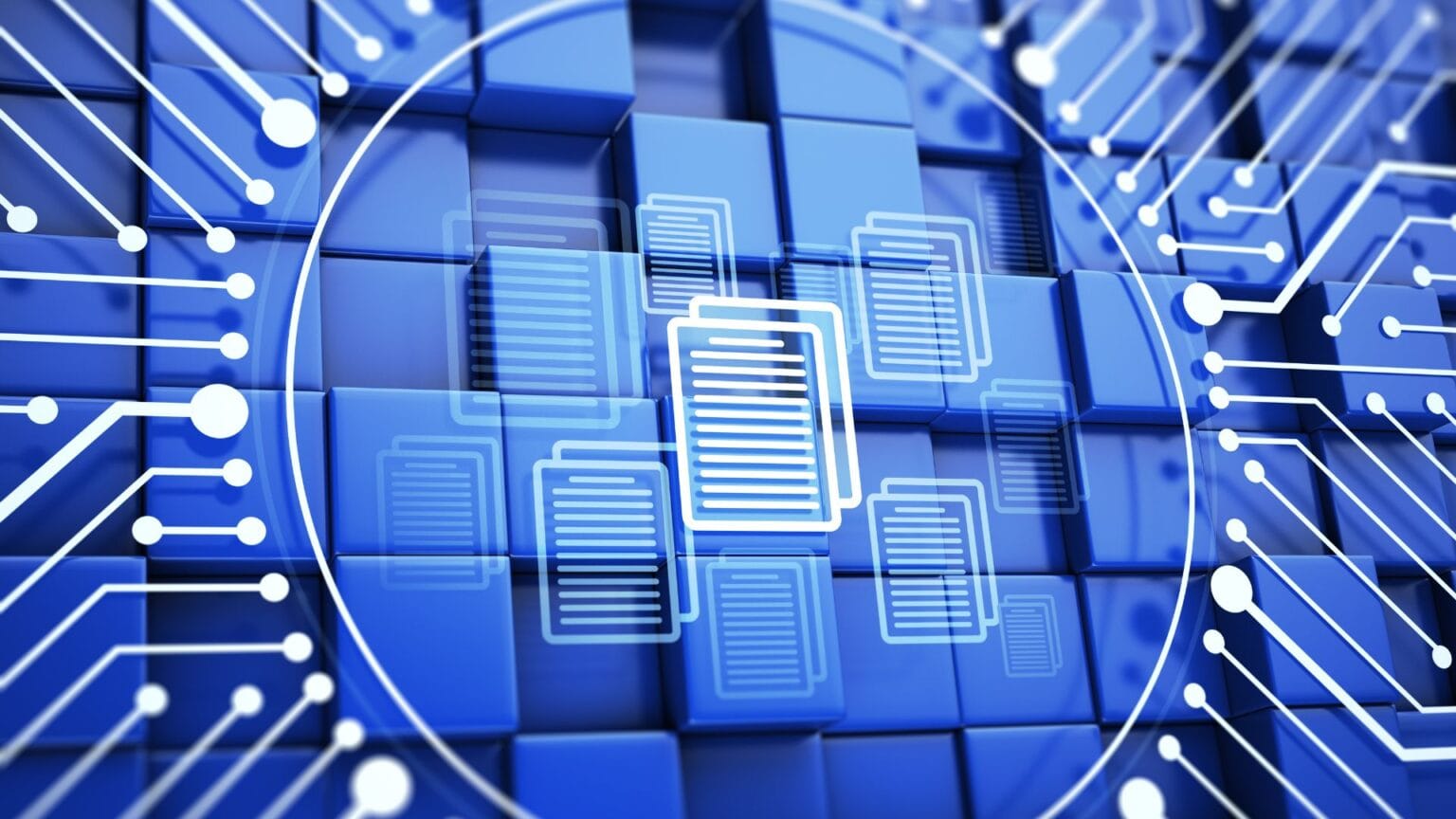 Photo illustration of a circuit board and documents