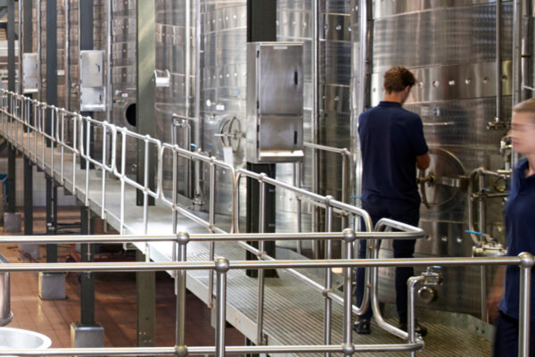 Workers at a dairy processing facility