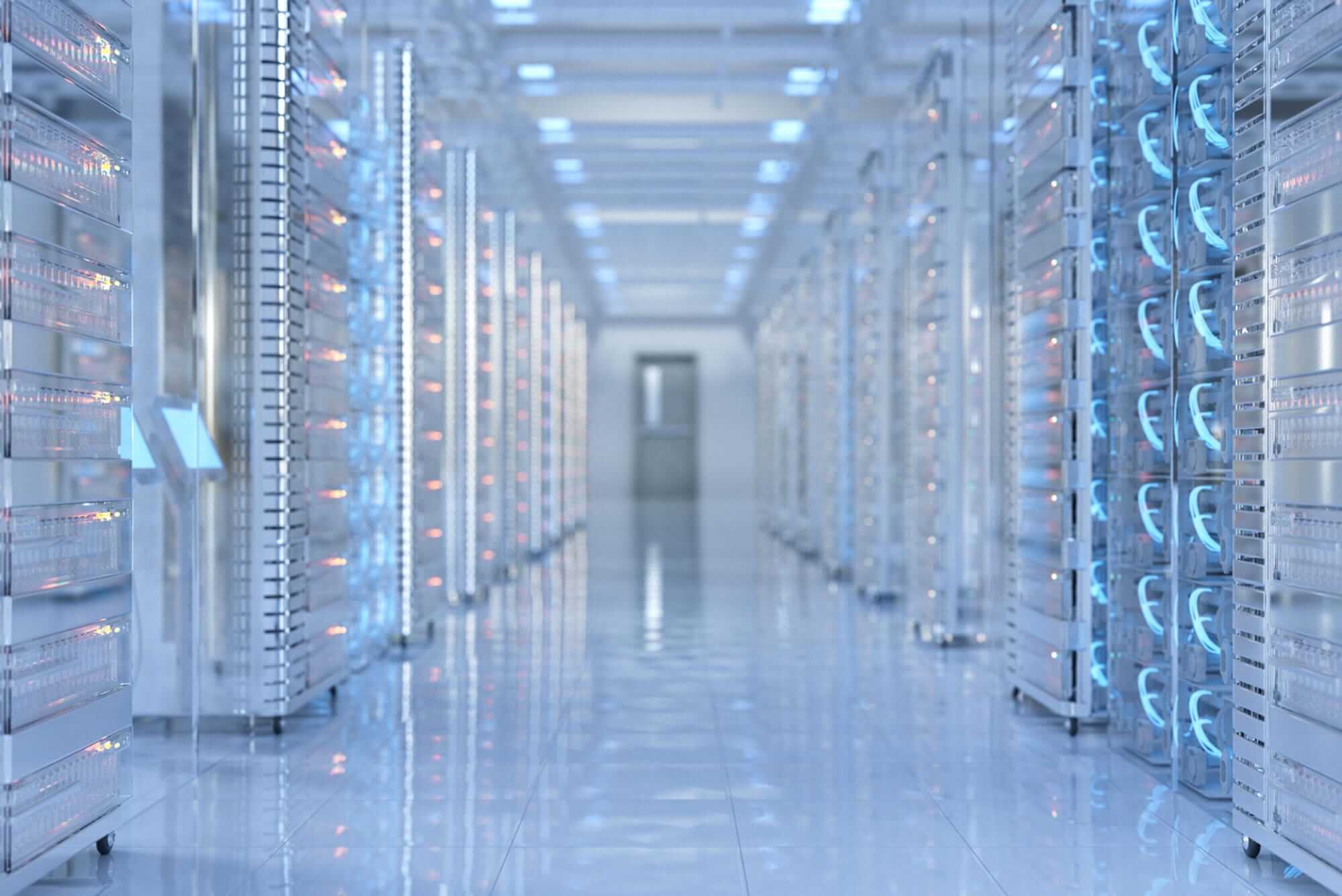 A data server room quietly humming away